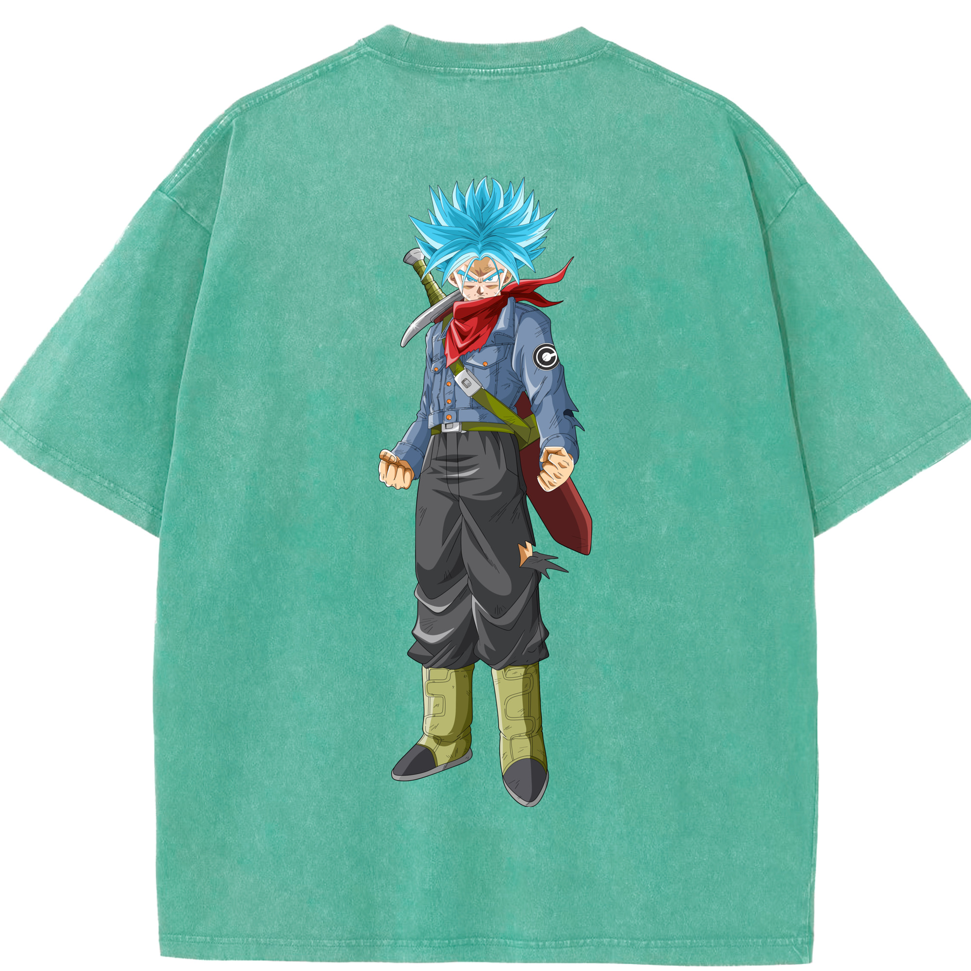 （画像用） ドラゴンボール トランクス（Torankusu）DRAGON BALL Trunks 綿100% ヴィンテージ風 半袖Tシャツ（背面プリント）